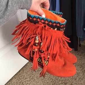 Tribal Fringe Ankle Moccasins
